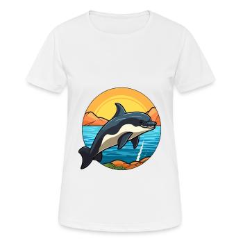 Orca Watercolor Cartoon Kawaii Clipart Animal - Women's Breathable T-Shirt - white - Front - AI Model Female 172 dark (172cm)