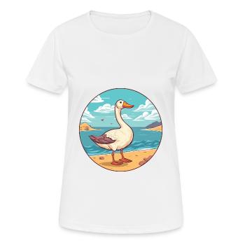 Oie aquarelle dessin animé Kawaii Clipart Animal - T-shirt respirant Femme - blanc - Devant - AI Model Female 172 dark (172cm)