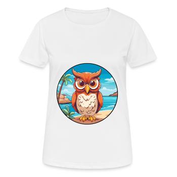 Owl Watercolor Cartoon Kawaii Clipart Animal - Women's Breathable T-Shirt - white - Front - AI Model Female 172 dark (172cm)