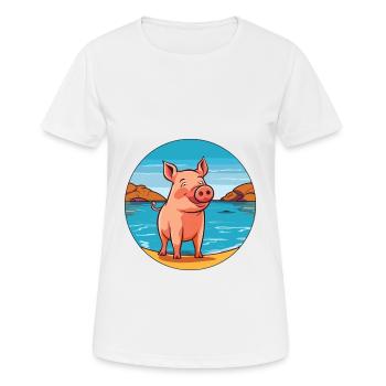 Schwein Aquarell Cartoon Kawaii Clipart Tier - Frauen T-Shirt atmungsaktiv - Weiß - Vorne - AI Model Female 172 dark (172cm)