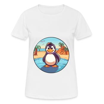 Pingouin aquarelle dessin animé Kawaii Clipart Animal - T-shirt respirant Femme - blanc - Devant - AI Model Female 172 dark (172cm)