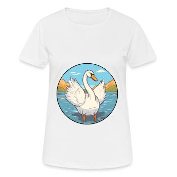 Cygne aquarelle dessin animé Kawaii Clipart Animal - T-shirt respirant Femme - blanc - Devant - AI Model Female 172 dark (172cm)