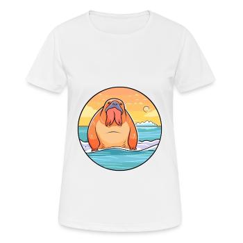 Walrus Watercolor Cartoon Kawaii Clipart Animal - Women's Breathable T-Shirt - white - Front - AI Model Female 172 dark (172cm)