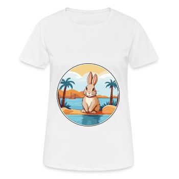 Kaninchen Aquarell Cartoon Kawaii Clipart Tier - Frauen T-Shirt atmungsaktiv - Weiß - Vorne - AI Model Female 172 dark (172cm)