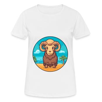 Ram Watercolor Cartoon Kawaii Clipart Animal - Women's Breathable T-Shirt - white - Front - AI Model Female 172 dark (172cm)