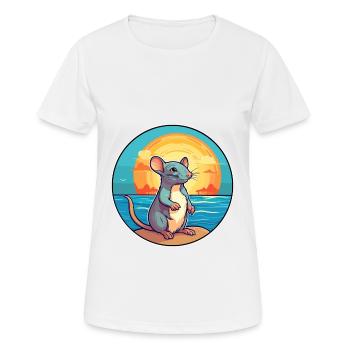 Rat Watercolor Cartoon Kawaii Clipart Animal - Women's Breathable T-Shirt - white - Front - AI Model Female 172 dark (172cm)
