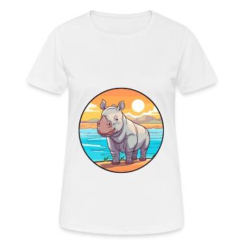 Nashorn Aquarell Cartoon Kawaii Clipart Tier - Frauen T-Shirt atmungsaktiv - Weiß - Vorne - AI Model Female 172 dark (172cm)