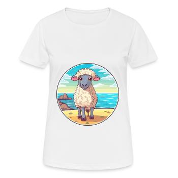 Sheep Watercolor Cartoon Kawaii Clipart Animal - Women's Breathable T-Shirt - white - Front - AI Model Female 172 dark (172cm)