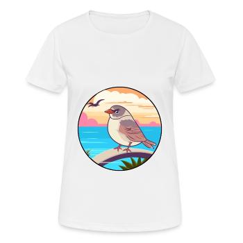 Moineau aquarelle dessin animé Kawaii Clipart Animal - T-shirt respirant Femme - blanc - Devant - AI Model Female 172 dark (172cm)