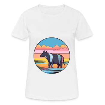 Tapir Watercolor Cartoon Kawaii Clipart Animal - Women's Breathable T-Shirt - white - Front - AI Model Female 172 dark (172cm)
