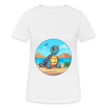 Schildkröte Aquarell Cartoon Kawaii Clipart Tier - Frauen T-Shirt atmungsaktiv - Weiß - Vorne - AI Model Female 172 dark (172cm)