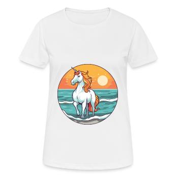 Unicorn Watercolor Cartoon Kawaii Clipart Animal - Women's Breathable T-Shirt - white - Front - AI Model Female 172 dark (172cm)