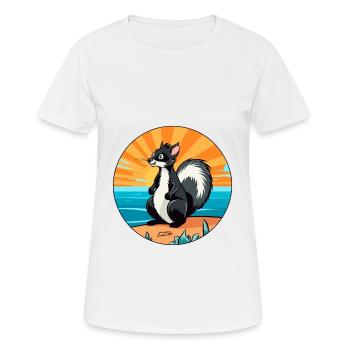 Skunk Aquarelle Dessin animé Kawaii Clipart Animal - T-shirt respirant Femme - blanc - Devant - AI Model Female 172 dark (172cm)