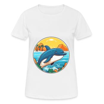 Baleine aquarelle dessin animé Kawaii Clipart Animal - T-shirt respirant Femme - blanc - Devant - AI Model Female 172 dark (172cm)