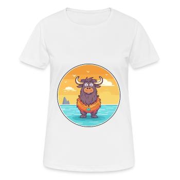Yak Watercolor Cartoon Kawaii Clipart Animal - Women's Breathable T-Shirt - white - Front - AI Model Female 172 dark (172cm)