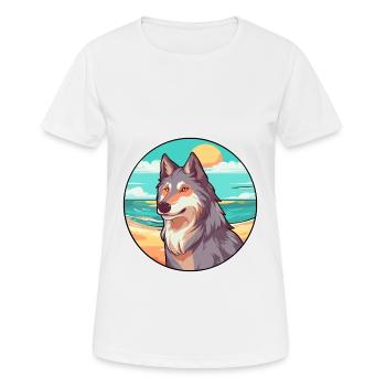 Wolf Watercolor Cartoon Kawaii Clipart Animal - Women's Breathable T-Shirt - white - Front - AI Model Female 172 dark (172cm)