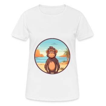 Babouin aquarelle dessin animé Kawaii Clipart Animal - T-shirt respirant Femme - blanc - Devant - AI Model Female 172 dark (172cm)