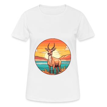 Antilope Aquarell Cartoon Kawaii Clipart Tier - Frauen T-Shirt atmungsaktiv - Weiß - Vorne - AI Model Female 172 dark (172cm)