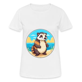 Blaireau Aquarelle Dessin Animé Kawaii Clipart Animal - T-shirt respirant Femme - blanc - Devant - AI Model Female 172 dark (172cm)