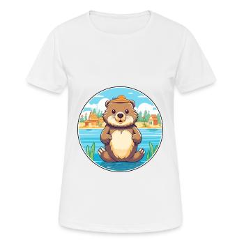 Biber Aquarell Cartoon Kawaii Clipart Tier - Frauen T-Shirt atmungsaktiv - Weiß - Vorne - AI Model Female 172 dark (172cm)
