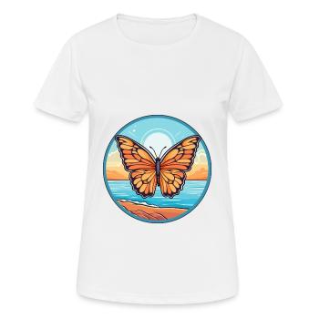 Papillon aquarelle dessin animé Kawaii Clipart Animal - T-shirt respirant Femme - blanc - Devant - AI Model Female 172 dark (172cm)