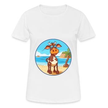 Cow Watercolor Cartoon Kawaii Clipart Animal - Women's Breathable T-Shirt - white - Front - AI Model Female 172 dark (172cm)