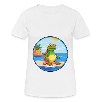 Grenouille aquarelle dessin animé Kawaii Clipart Animal - T-shirt respirant Femme - blanc - Devant - AI Model Female 172 dark (172cm)