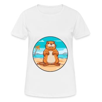 Gopher Watercolor Cartoon Kawaii Clipart Animal - Women's Breathable T-Shirt - white - Front - AI Model Female 172 dark (172cm)