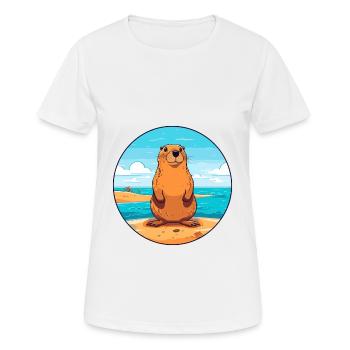 Marmotte aquarelle dessin animé Kawaii Clipart Animal - T-shirt respirant Femme - blanc - Devant - AI Model Female 172 dark (172cm)