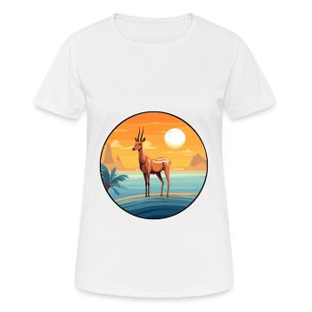 Impala Aquarell Karikatur Kawaii Clipart Tier - Frauen T-Shirt atmungsaktiv - Weiß - Vorne - AI Model Female 172 dark (172cm)