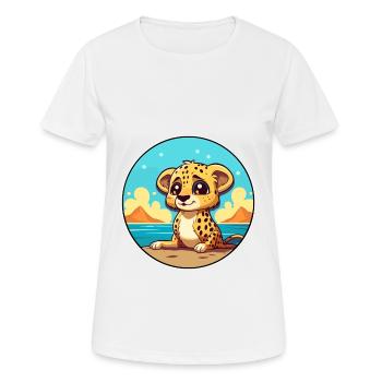 Cheetah Watercolor Cartoon Kawaii Clipart Animal - Women's Breathable T-Shirt - white - Front - AI Model Female 172 dark (172cm)