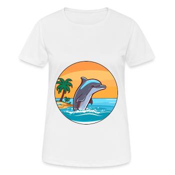 Delfin Aquarell Cartoon Kawaii Clipart Tier - Frauen T-Shirt atmungsaktiv - Weiß - Vorne - AI Model Female 172 dark (172cm)