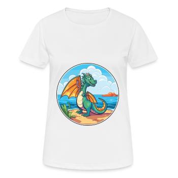 Dragon Watercolor Cartoon Kawaii Clipart Animal - Women's Breathable T-Shirt - white - Front - AI Model Female 172 dark (172cm)