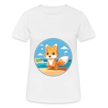 Fox Watercolor Cartoon Kawaii Clipart Animal - Women's Breathable T-Shirt - white - Front - AI Model Female 172 dark (172cm)