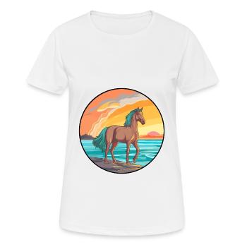 Pferd Aquarell Karikatur Kawaii Clipart Tier - Frauen T-Shirt atmungsaktiv - Weiß - Vorne - AI Model Female 172 dark (172cm)