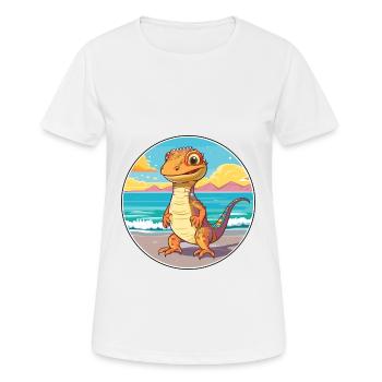 Lizard Watercolor Cartoon Kawaii Clipart Animal - Women's Breathable T-Shirt - white - Front - AI Model Female 172 dark (172cm)