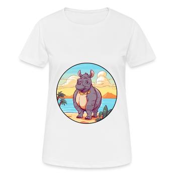 Nashorn Aquarell Cartoon Kawaii Clipart Tier - Frauen T-Shirt atmungsaktiv - Weiß - Vorne - AI Model Female 172 dark (172cm)