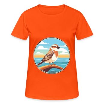 Sparrow Watercolor Cartoon Kawaii Clipart Animal - Women's Breathable T-Shirt - neon orange - Front - AI Model Female 172 dark (172cm)