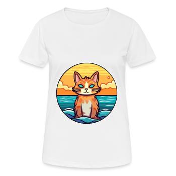 Katze Aquarell Karikatur Kawaii Clipart Tier - Frauen T-Shirt atmungsaktiv - Weiß - Vorne - AI Model Female 172 dark (172cm)