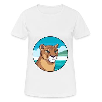 Cougar Watercolor Cartoon Kawaii Clipart Animal - Women's Breathable T-Shirt - white - Front - AI Model Female 172 dark (172cm)