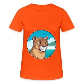 Aquarell Cartoon Kawaii Clipart Tier - Frauen T-Shirt atmungsaktiv - Neonorange - Vorne - AI Model Female 172 dark (172cm)