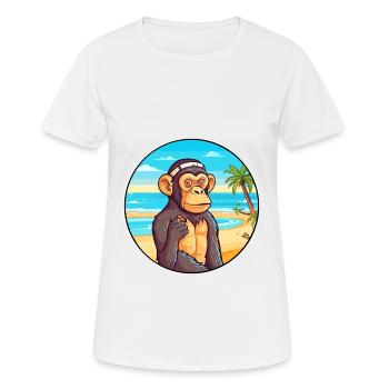 Chimpanzé aquarelle dessin animé Kawaii Clipart animal de compagnie - T-shirt respirant Femme - blanc - Devant - AI Model Female 172 dark (172cm)