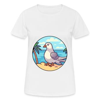 Dove Watercolor Cartoon Kawaii Clipart Animal - Women's Breathable T-Shirt - white - Front - AI Model Female 172 dark (172cm)
