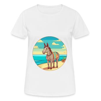 Donkey Watercolor Cartoon Kawaii Clipart Animal - Women's Breathable T-Shirt - white - Front - AI Model Female 172 dark (172cm)