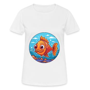 Fish Watercolor Cartoon Kawaii Clipart Animal - Women's Breathable T-Shirt - white - Front - AI Model Female 172 dark (172cm)