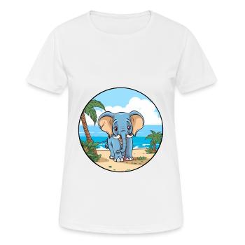 Elephant Watercolor Cartoon Kawaii Clipart Animal - Women's Breathable T-Shirt - white - Front - AI Model Female 172 dark (172cm)