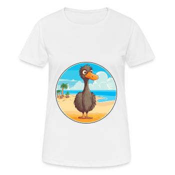 Emu Watercolor Cartoon Kawaii Clipart Animal - Women's Breathable T-Shirt - white - Front - AI Model Female 172 dark (172cm)