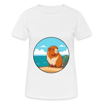 Guinea Pig Watercolor Cartoon Kawaii Clipart Pet - Women's Breathable T-Shirt - white - Front - AI Model Female 172 dark (172cm)