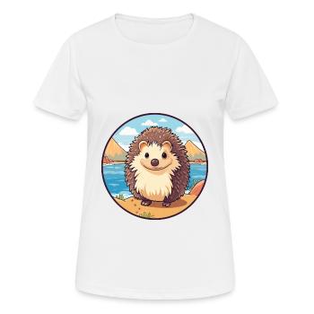 Hedgehog Watercolor Cartoon Kawaii Clipart Animal - Women's Breathable T-Shirt - white - Front - AI Model Female 172 dark (172cm)