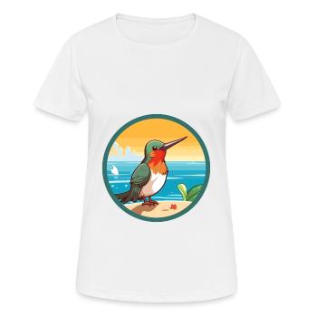 Colibri aquarelle dessin animé Kawaii Clipart animal de compagnie - T-shirt respirant Femme - blanc - Devant - AI Model Female 172 dark (172cm)